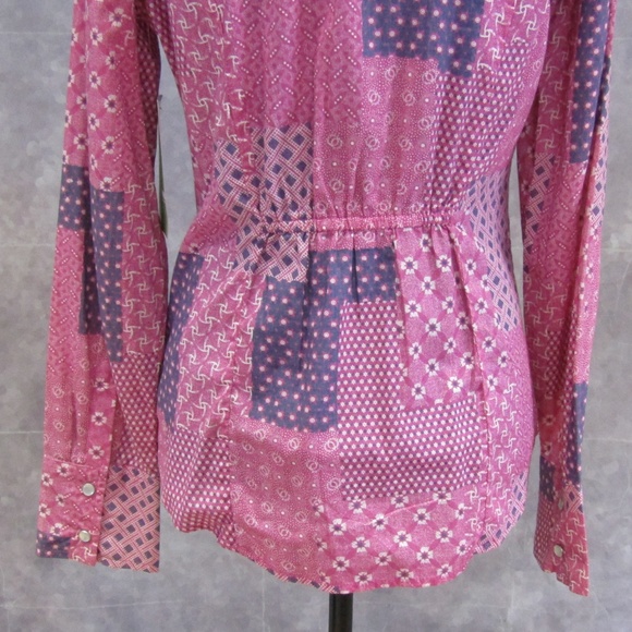 NEW Roxy Pink Handkerchief Print Snap Shirt Size M - Picture 4 of 7